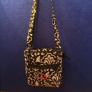 Thirty-One Stylish Black and White Patterned crossbody Shoulder Bag